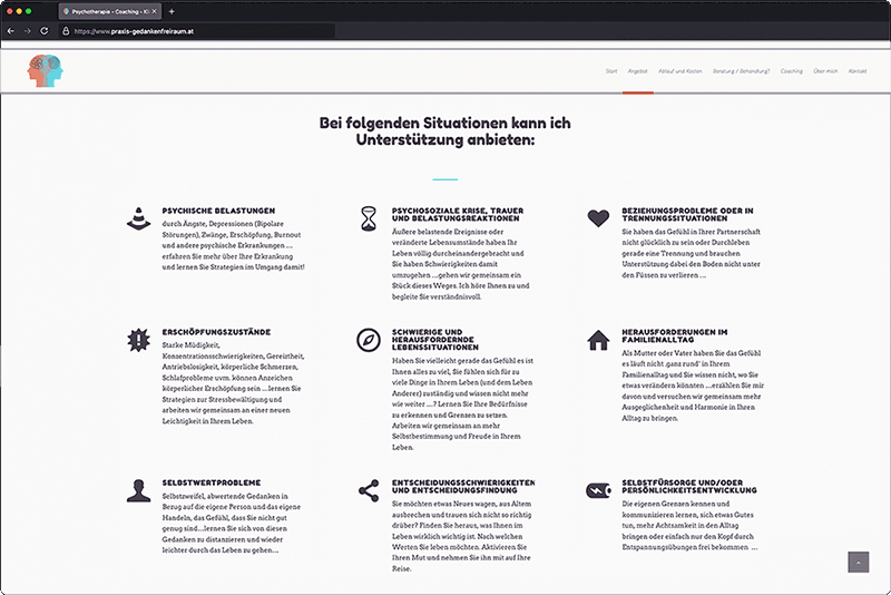 screenshot der website praxis-gedankenfreiraum.at